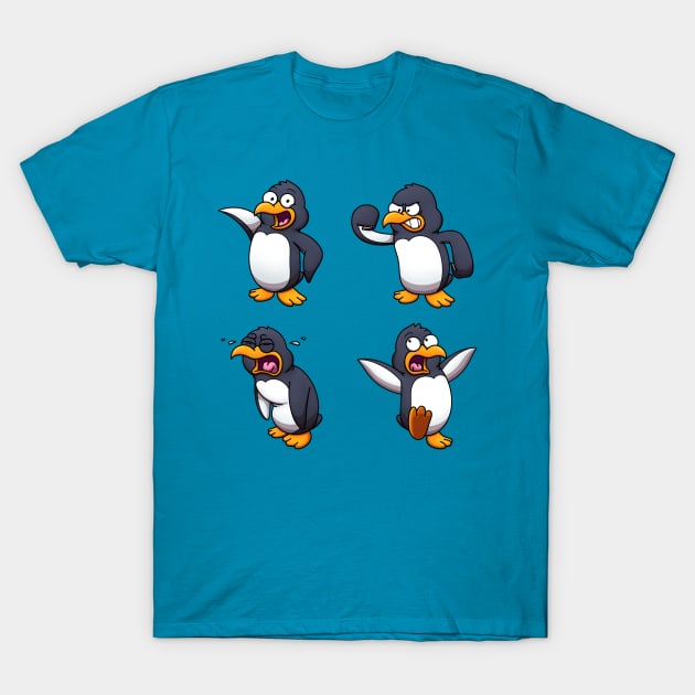 Cute Cartoon Penguin Sticker Pack T-Shirt by TheMaskedTooner